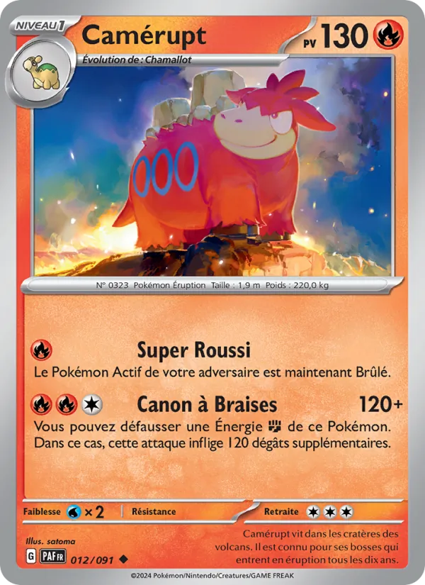 Carte Pokémon Camérupt de l'extension Destinées de Paldea