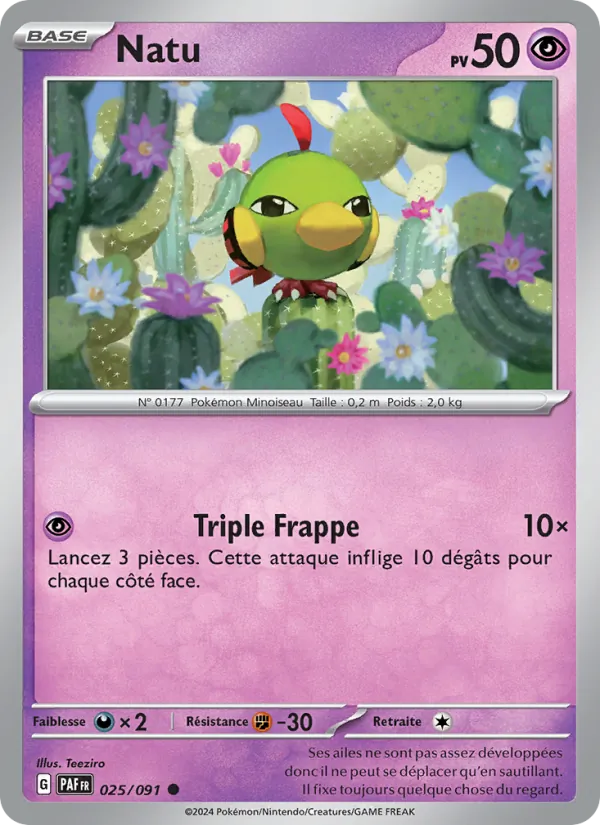 Carte Pokémon Natu de l'extension Destinées de Paldea