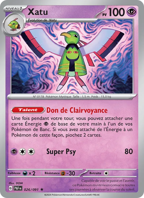 Carte Pokémon Xatu de l'extension Destinées de Paldea