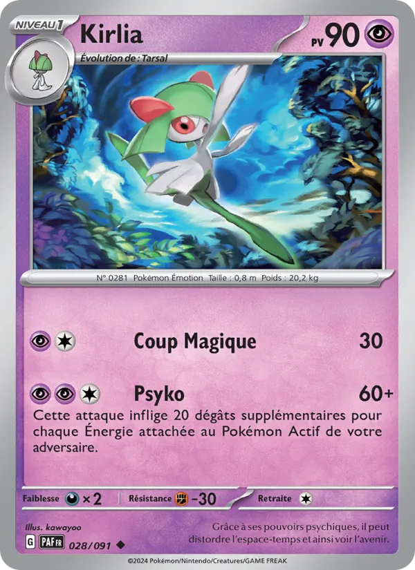 Carte Pokémon Kirlia de l'extension Destinées de Paldea