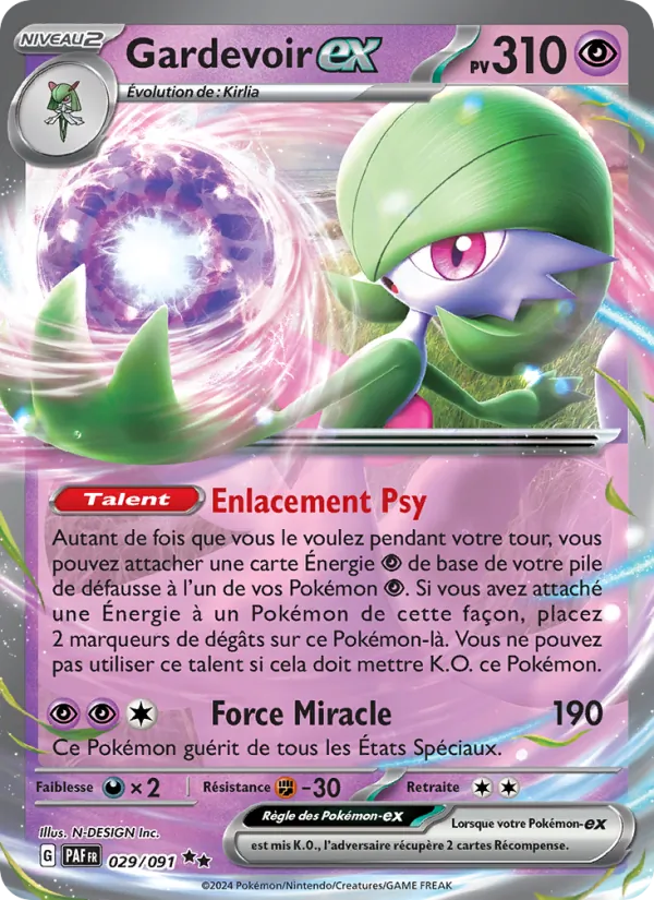 Carte Pokémon Gardevoir-ex de l'extension Destinées de Paldea