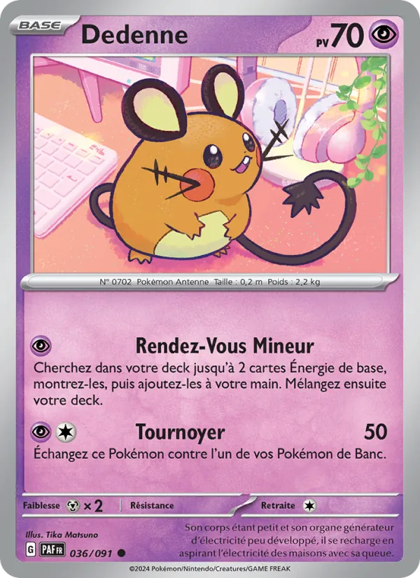 Carte Pokémon Dedenne de l'extension Destinées de Paldea
