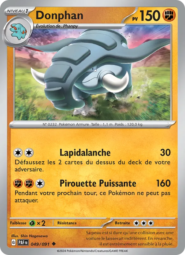 Carte Pokémon Donphan de l'extension Destinées de Paldea