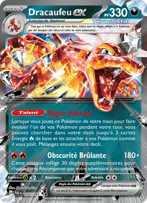 Carte Pokémon Dracaufeu-ex de l'extension Destinées de Paldea