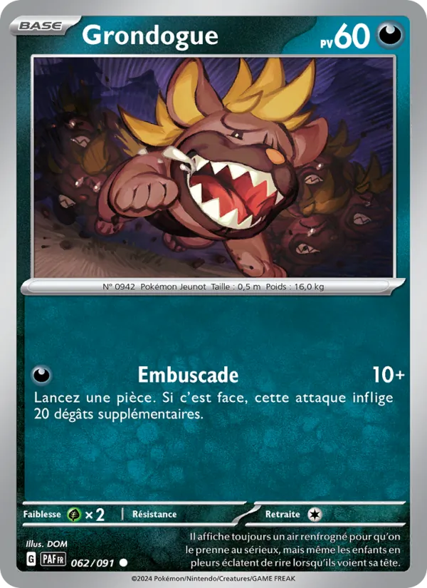 Carte Pokémon Grondogue de l'extension Destinées de Paldea