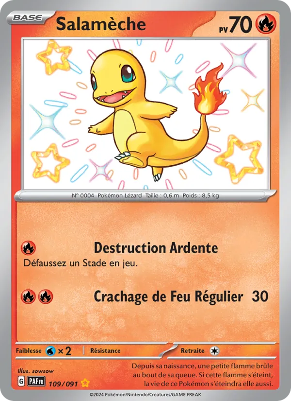 Carte Pokémon Salamèche de l'extension Destinées de Paldea