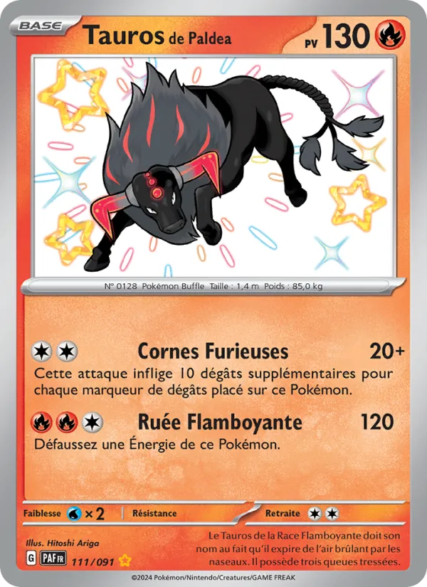 Carte Pokémon Tauros de Paldea de l'extension Destinées de Paldea
