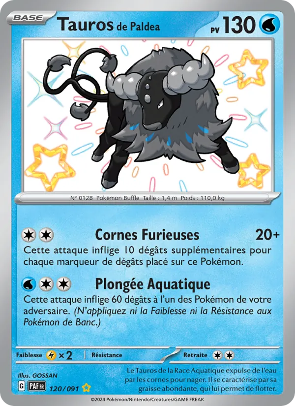 Carte Pokémon Tauros de Paldea de l'extension Destinées de Paldea