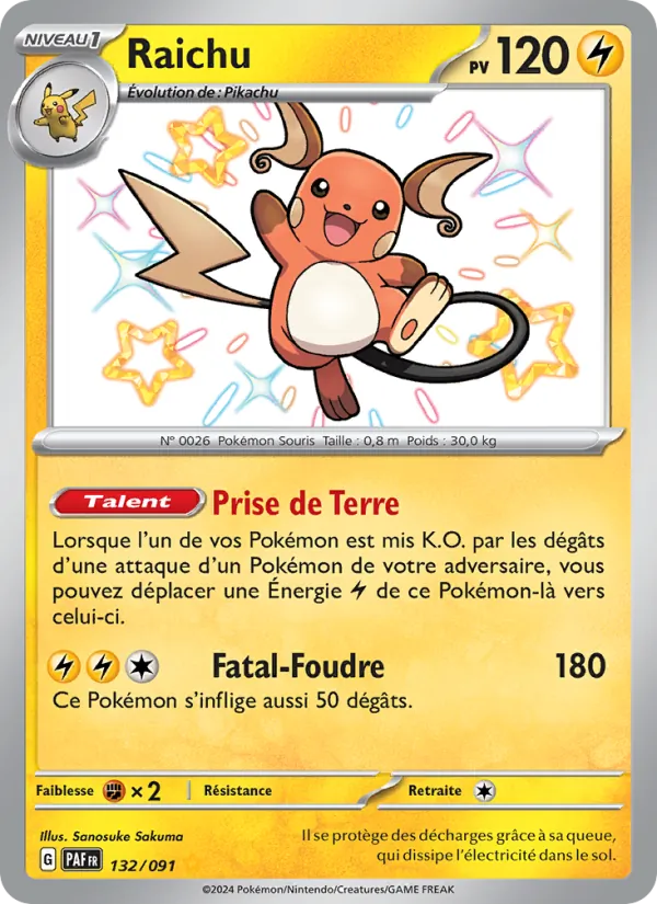 Carte Pokémon Raichu de l'extension Destinées de Paldea