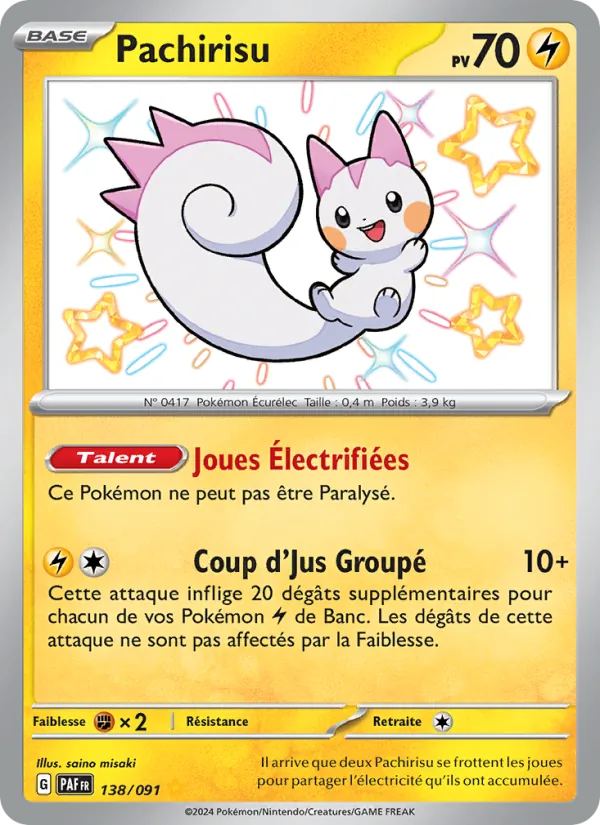 Carte Pokémon Pachirisu de l'extension Destinées de Paldea
