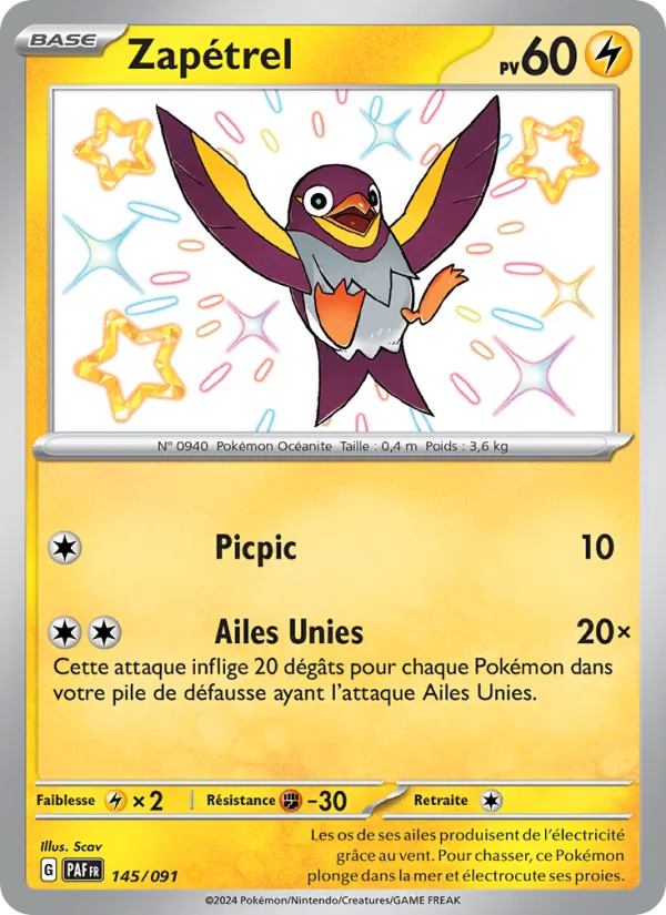 Carte Pokémon Zapétrel de l'extension Destinées de Paldea
