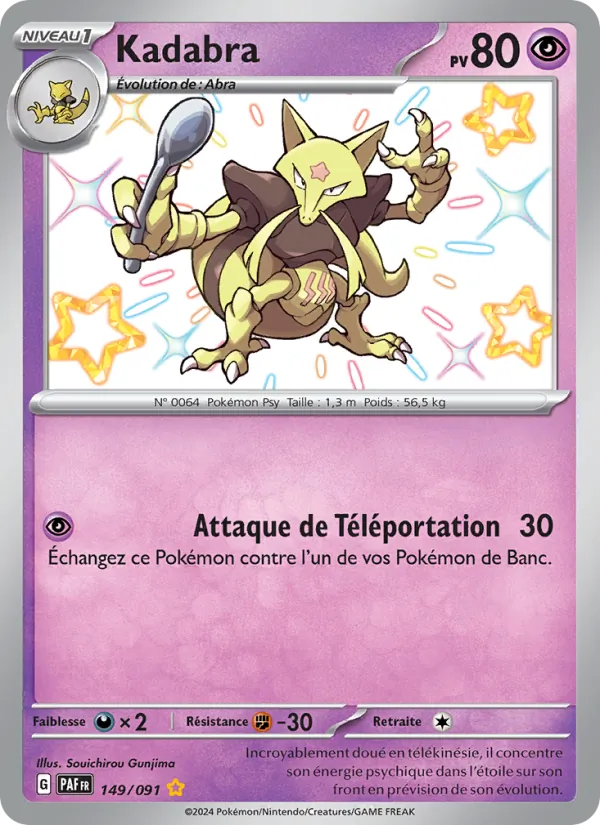Carte Pokémon Kadabra de l'extension Destinées de Paldea