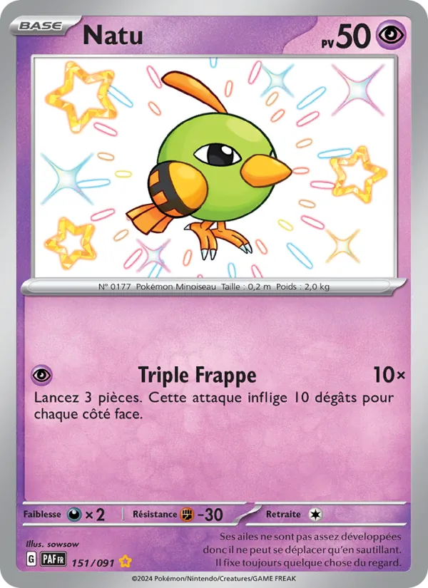 Carte Pokémon Natu de l'extension Destinées de Paldea