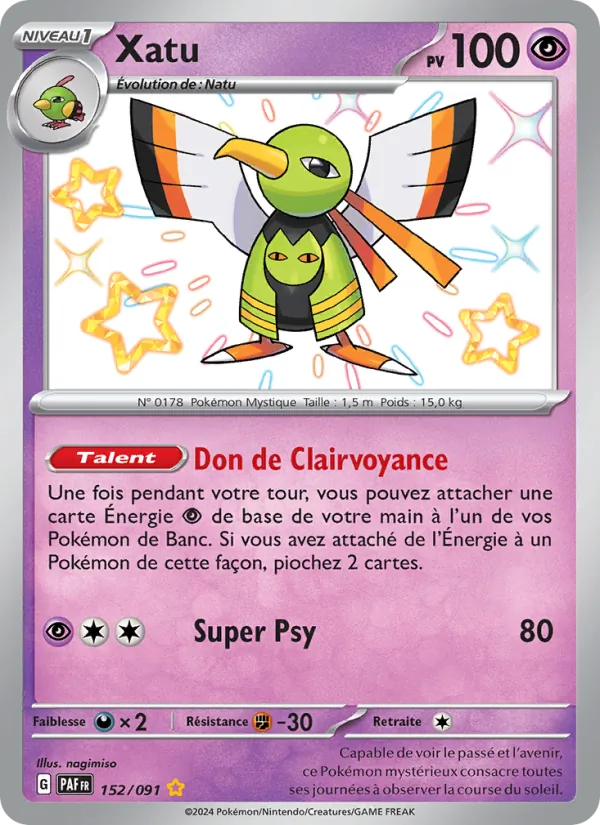 Carte Pokémon Xatu de l'extension Destinées de Paldea
