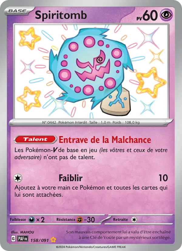 Carte Pokémon Spiritomb de l'extension Destinées de Paldea