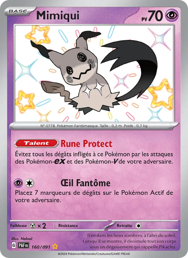 Carte Pokémon Mimiqui de l'extension Destinées de Paldea
