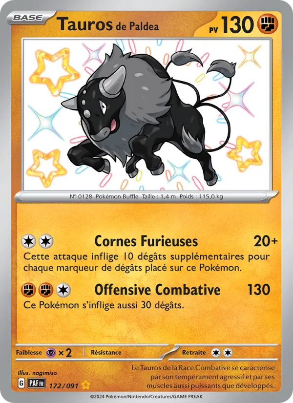 Carte Pokémon Tauros de Paldea de l'extension Destinées de Paldea