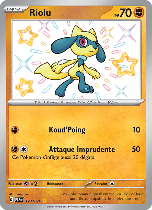 Carte Pokémon Riolu de l'extension Destinées de Paldea