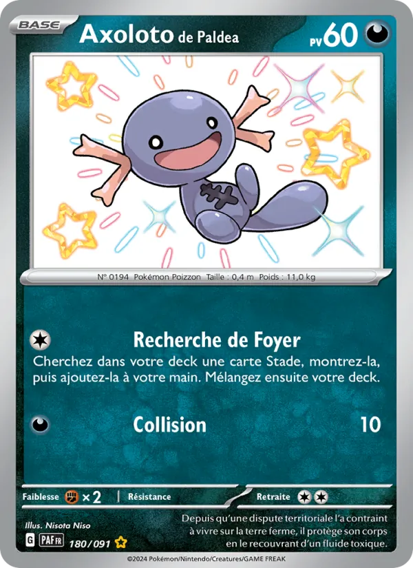 Carte Pokémon Axoloto de Paldea de l'extension Destinées de Paldea