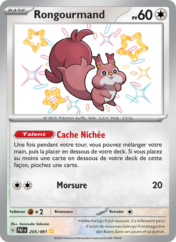 Carte Pokémon Rongourmand de l'extension Destinées de Paldea