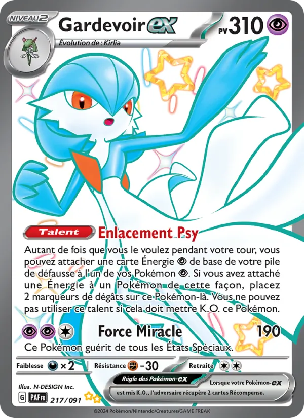 Carte Pokémon Gardevoir-ex de l'extension Destinées de Paldea