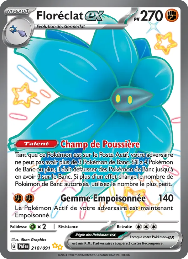 Carte Pokémon Floréclat-ex de l'extension Destinées de Paldea