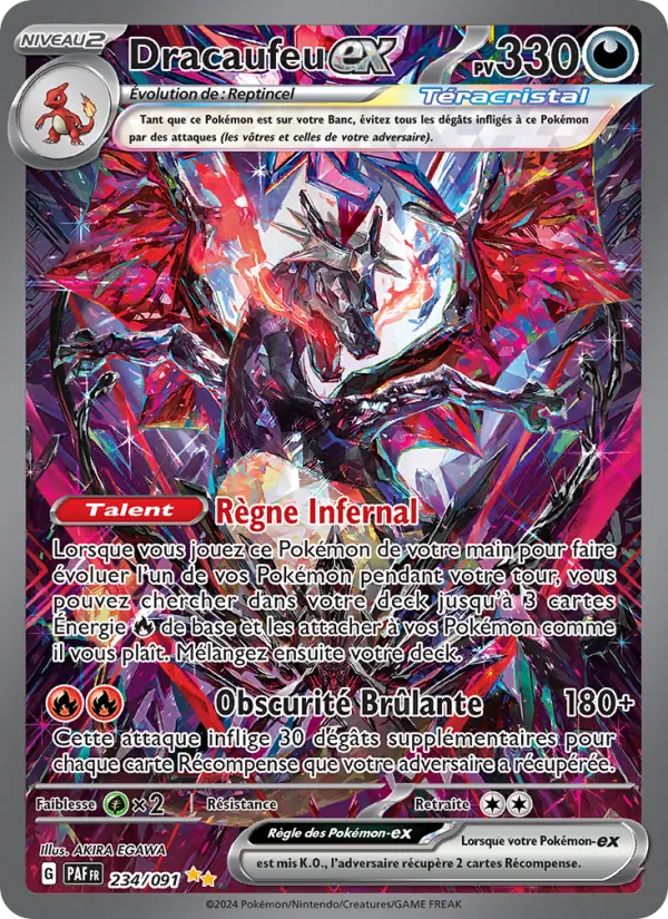 Carte Pokémon Dracaufeu-ex de l'extension Destinées de Paldea