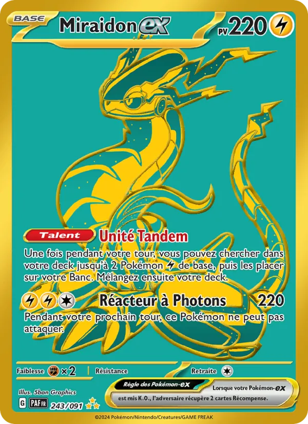 Carte Pokémon Miraidon-ex de l'extension Destinées de Paldea