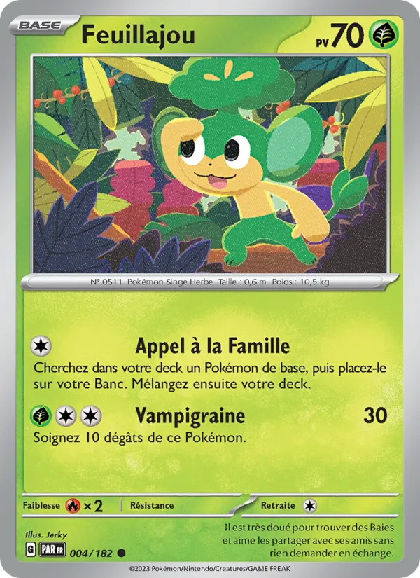 Carte Pokémon Feuillajou de l'extension Faille Paradoxe