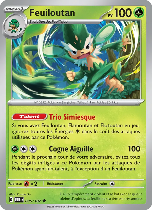 Carte Pokémon Feuiloutan de l'extension Faille Paradoxe