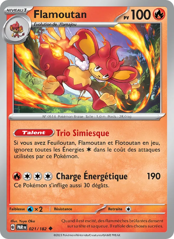 Carte Pokémon Flamoutan de l'extension Faille Paradoxe