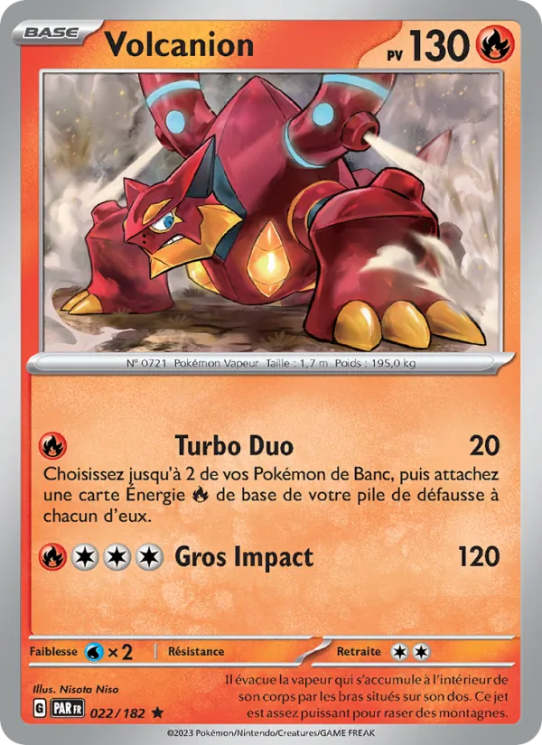 Carte Pokémon Volcanion de l'extension Faille Paradoxe