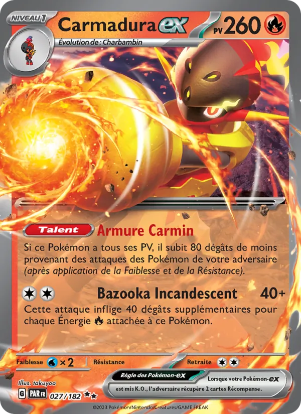 Carte Pokémon Carmadura-ex de l'extension Faille Paradoxe