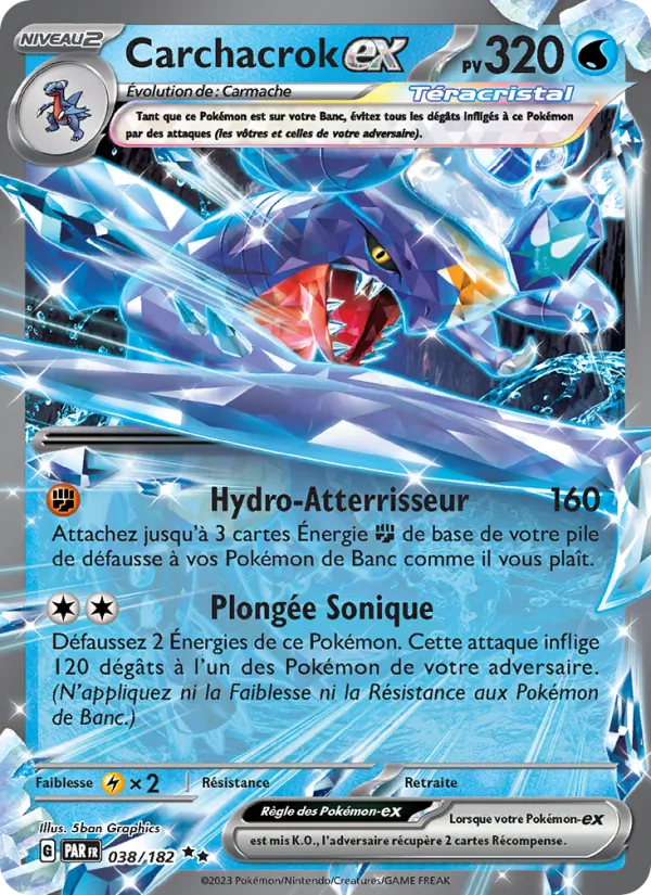 Carte Pokémon Carchacrok-ex de l'extension Faille Paradoxe