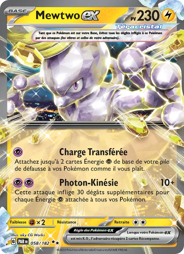 Carte Pokémon Mewtwo-ex de l'extension Faille Paradoxe