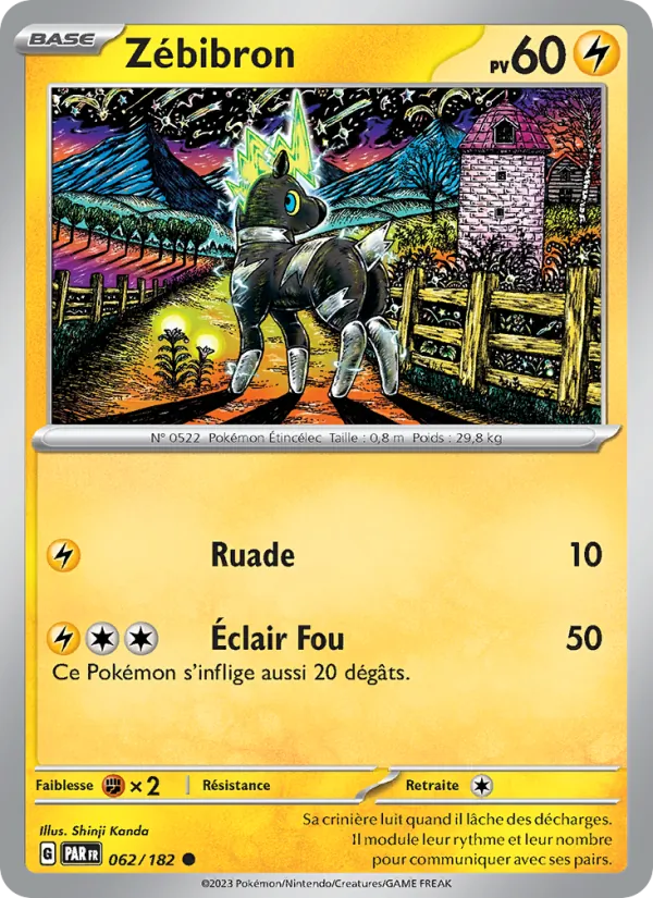 Carte Pokémon Zébibron de l'extension Faille Paradoxe