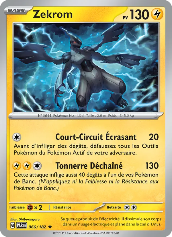 Carte Pokémon Zekrom de l'extension Faille Paradoxe