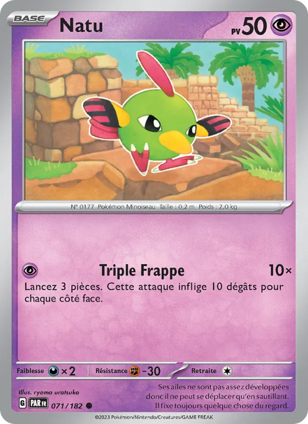 Carte Pokémon Natu de l'extension Faille Paradoxe