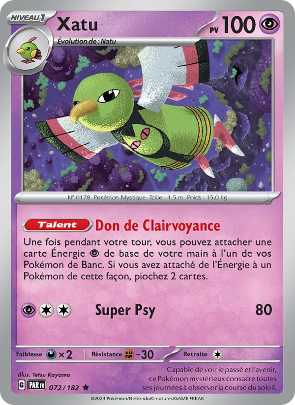 Carte Pokémon Xatu de l'extension Faille Paradoxe