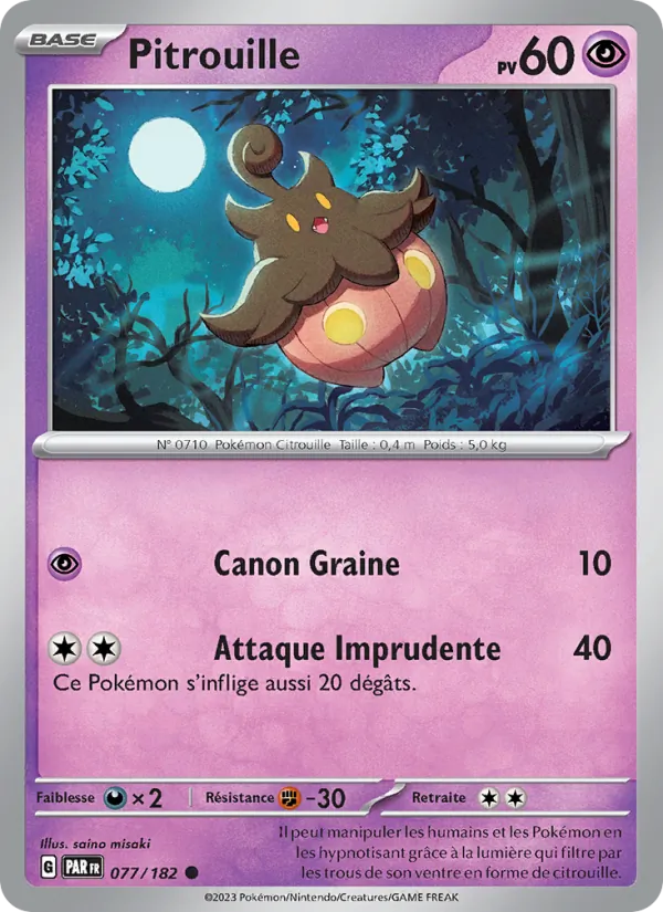 Carte Pokémon Pitrouille de l'extension Faille Paradoxe