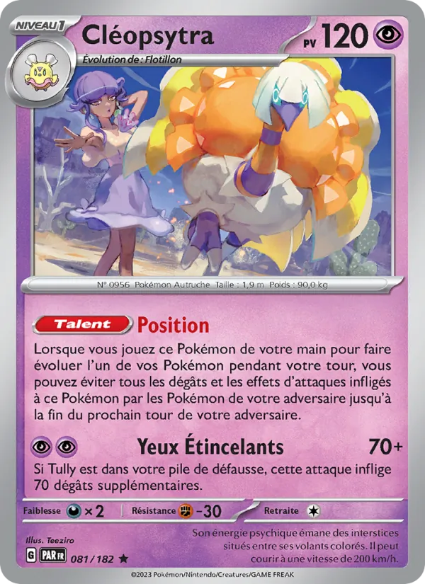 Carte Pokémon Cléopsytra de l'extension Faille Paradoxe