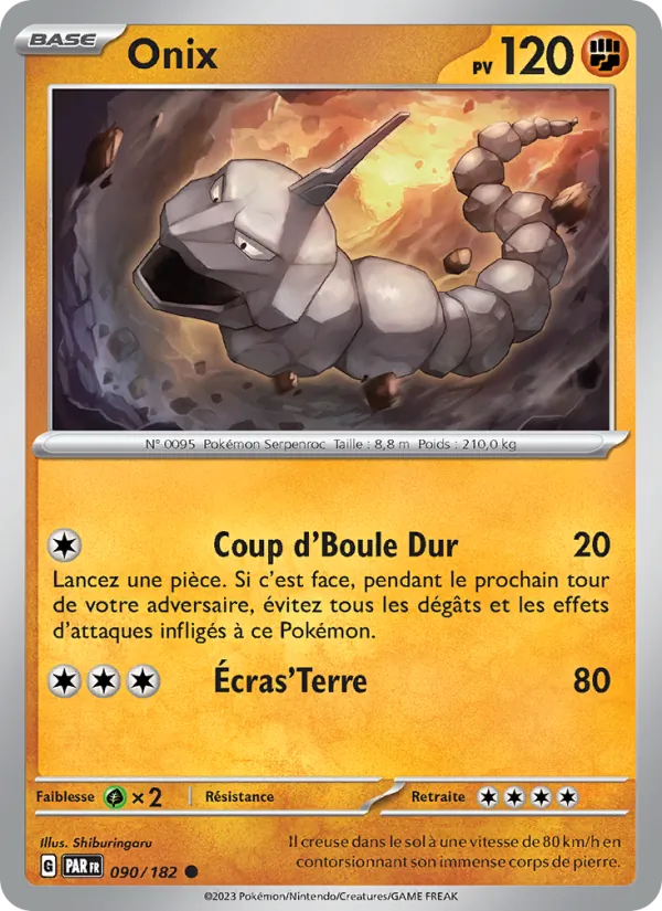 Carte Pokémon Onix de l'extension Faille Paradoxe