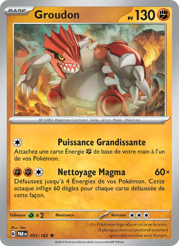 Carte Pokémon Groudon de l'extension Faille Paradoxe