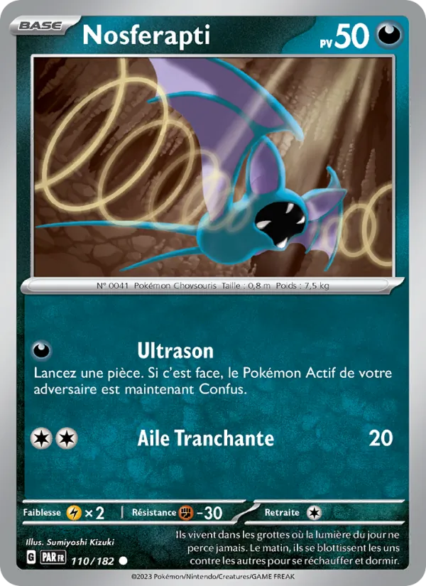 Carte Pokémon Nosferapti de l'extension Faille Paradoxe