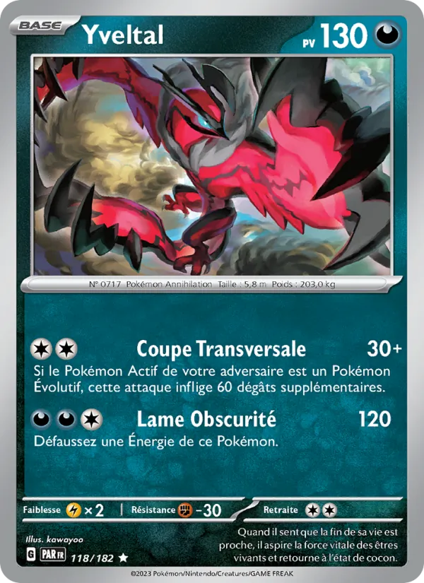 Carte Pokémon Yveltal de l'extension Faille Paradoxe