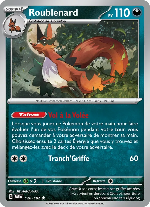 Carte Pokémon Roublenard de l'extension Faille Paradoxe