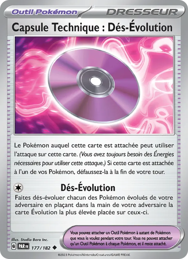 Carte Pokémon Capsule Technique : Dés-Évolution de l'extension Faille Paradoxe