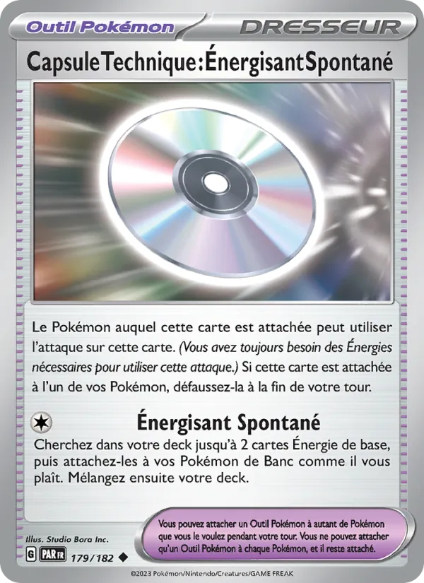 Carte Pokémon Capsule Technique : Énergisant Spontané de l'extension Faille Paradoxe