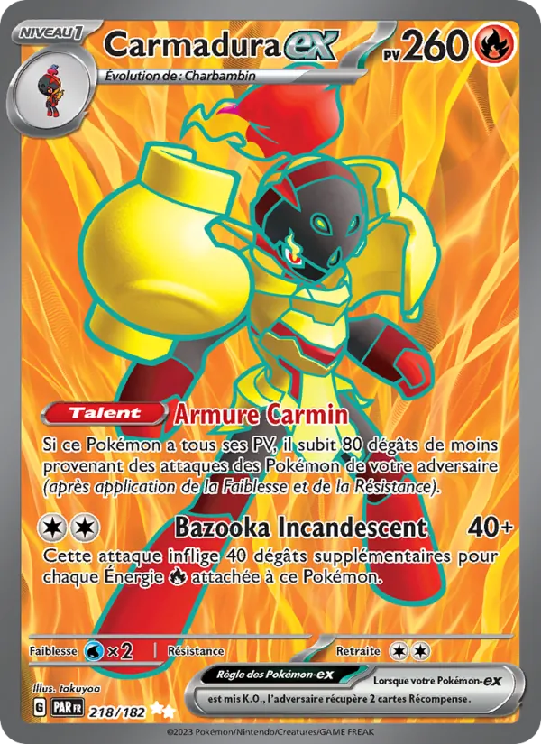 Carte Pokémon Carmadura-ex de l'extension Faille Paradoxe