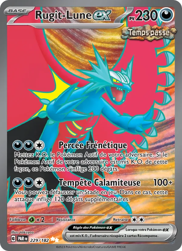 Carte Pokémon Rugit-Lune-ex de l'extension Faille Paradoxe